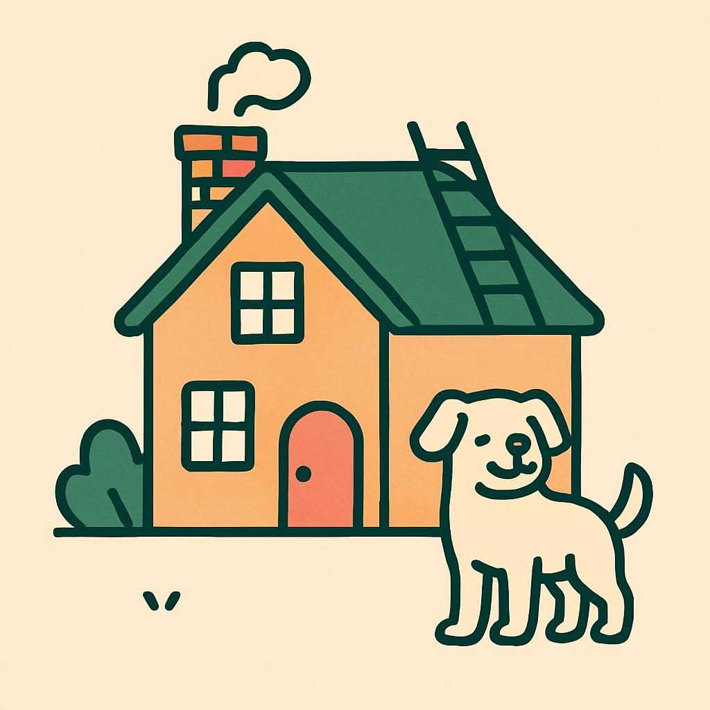 Drawing of a house with a chimney
